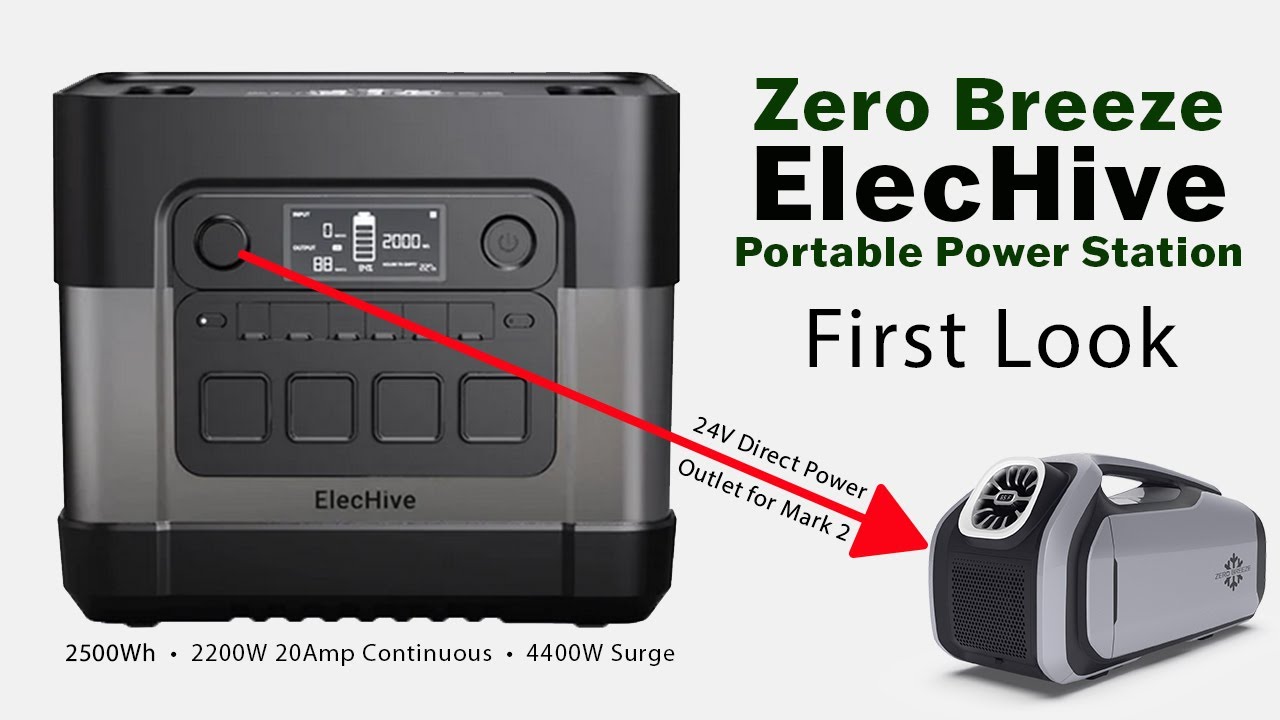 Zero Breeze 2500Wh ElecHive Power Station Overview w/ dedicated 24V output for Mark 2 AC