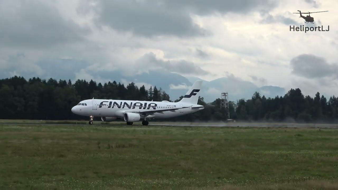 Finnair Airbus A320 takeoff from Ljubljana