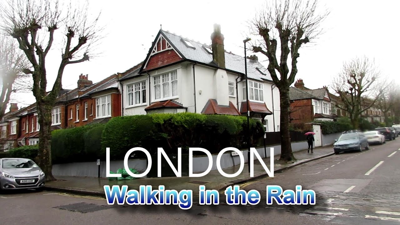 (Walking in the Rain) A Rainy London Morning Walk from Grand Avenue to Woodside Square