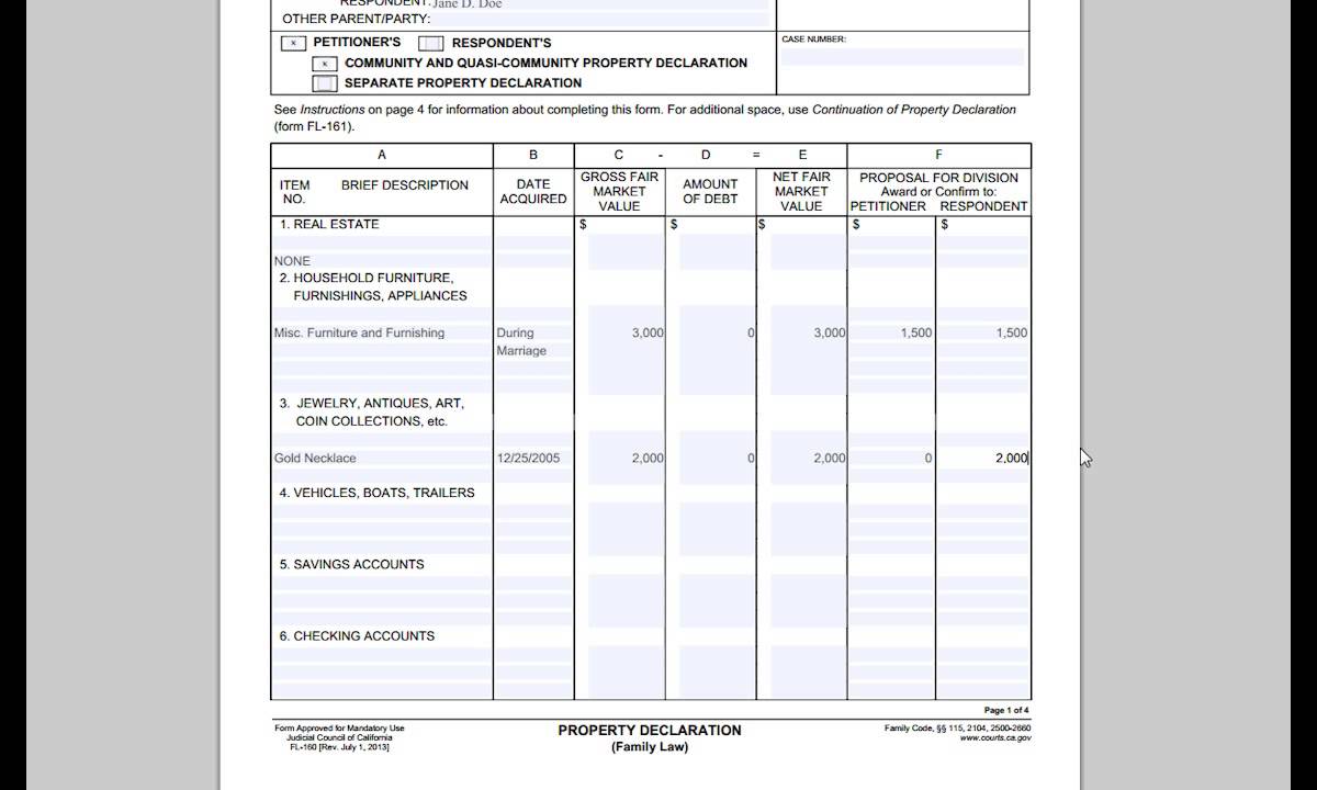 FL-160: Community Property