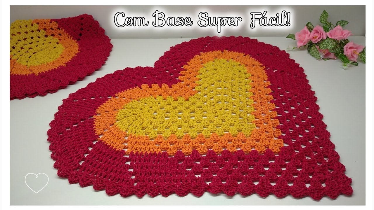 💞Tapete de coração Preguiçoso 🥰 Super Fácil e econômico 69x51 em 270gramas