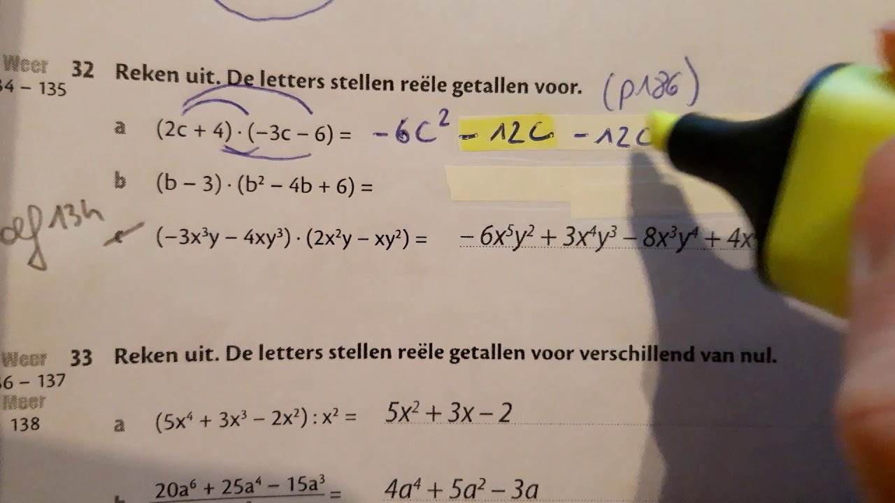 Veeltermen vermenigvuldigen p186 oef 32