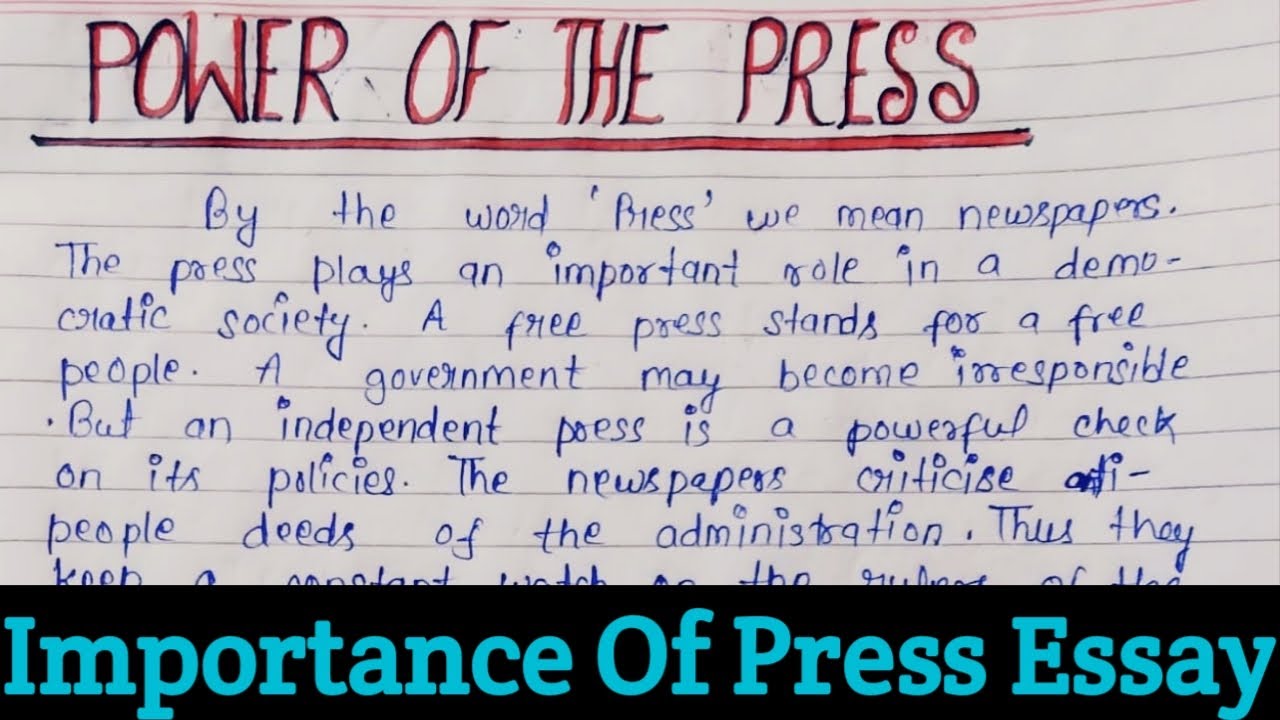 Importance Of The Press Essay In English | Power Of The Press Paragraph | Role Of The Press In World