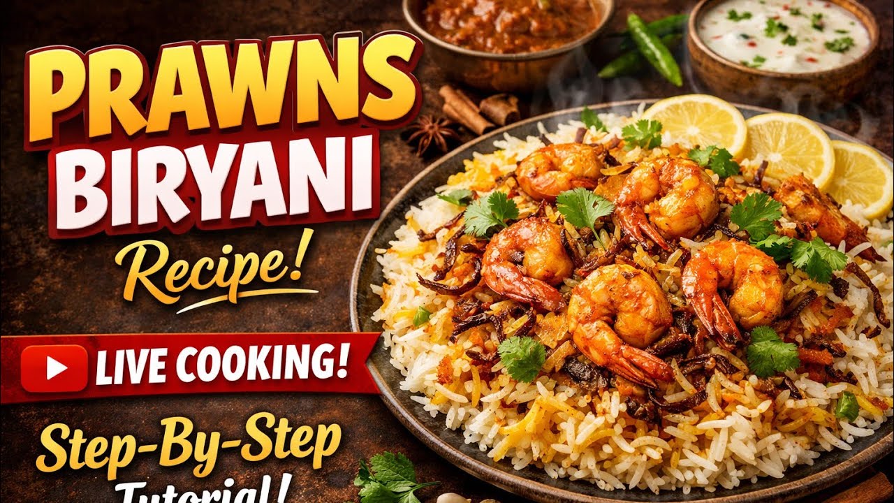 Shweta's Indian Recipes Live Prawns Biryani Recipe | Easy & Delicious Seafood Biryani
