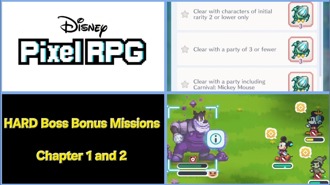Disney Pixel RPG | New HARD Chapter Boss Bonus Missions - Chapter 1 and 2