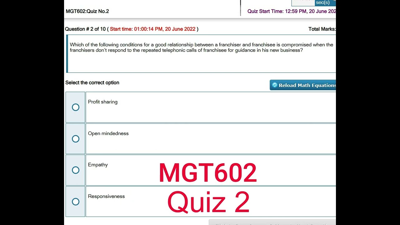 MGT602  Entrepreneurship Quiz No 2