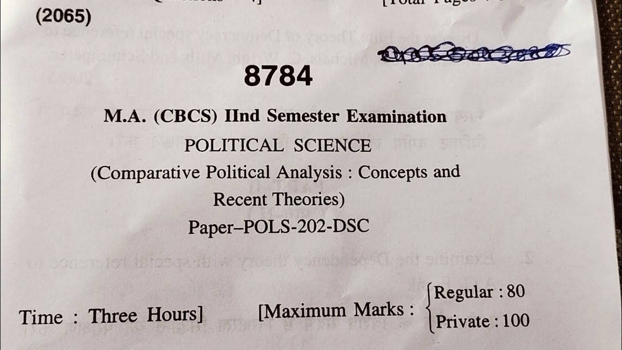 MA 2nd Semester , Political science (POLS - 202) question paper 2025. HPU . @kdstudyguide