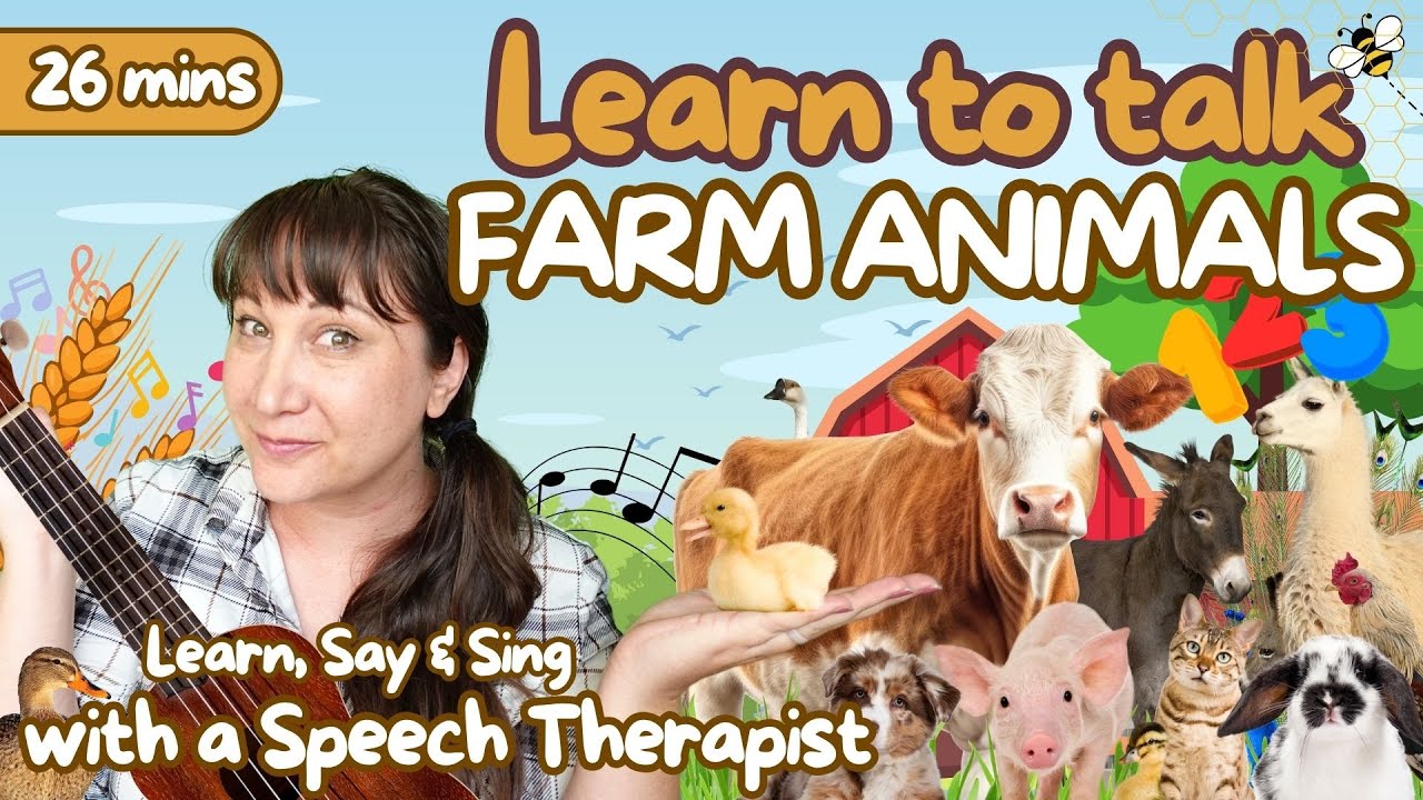 Learn to Talk Farm Animals | Learn, Say, and Sing Farm Animal Vocabulary in English 🐄🌈
