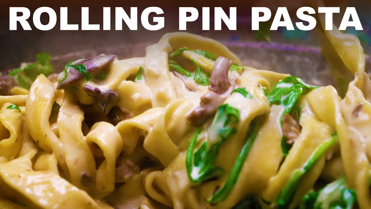 Fresh tagliatelle with no pasta machine | mushroom cream sauce