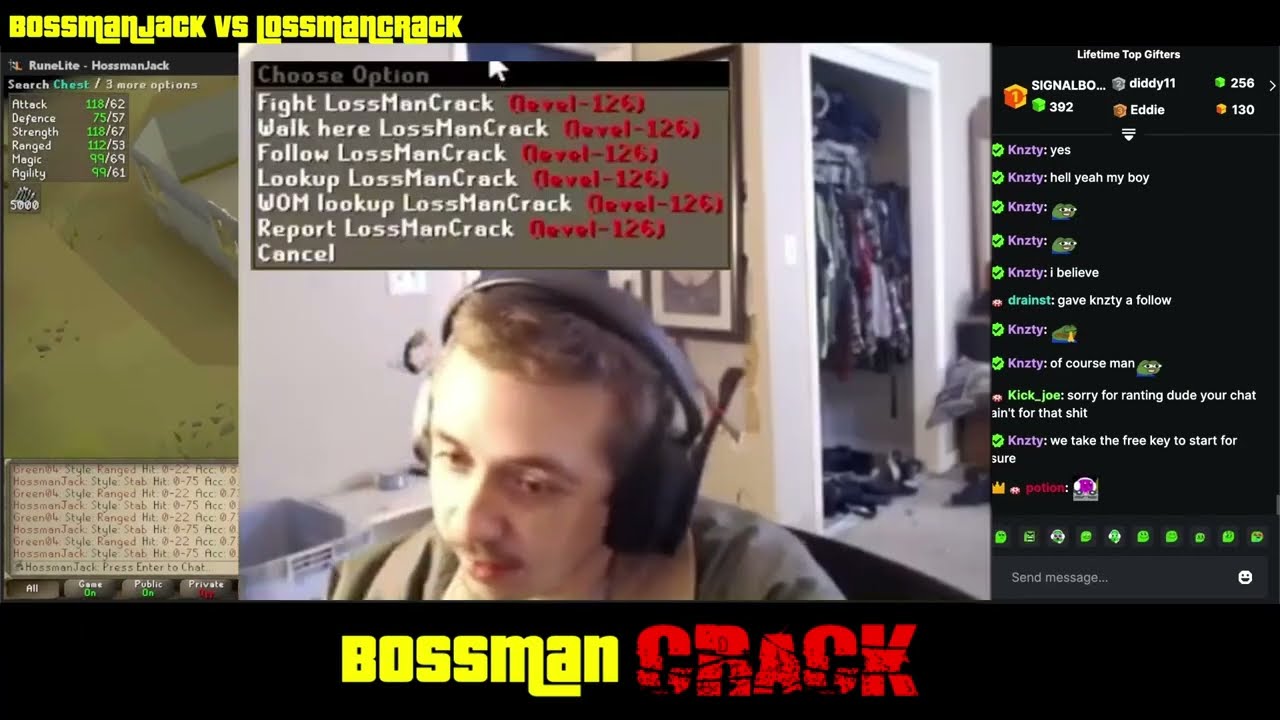 Bossmanjack gets on Runescape, is immediately sniped by 