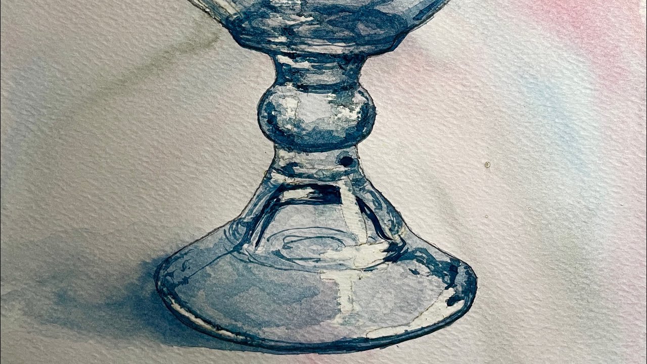 Glass goblet watercolor painting, kielich akwarela | relaxing art video 