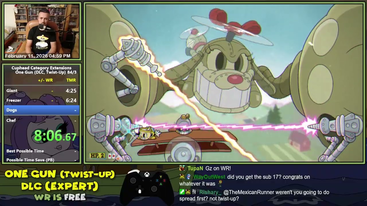 Cuphead One Gun Twist-Up in 17:17 (DLC, Expert)