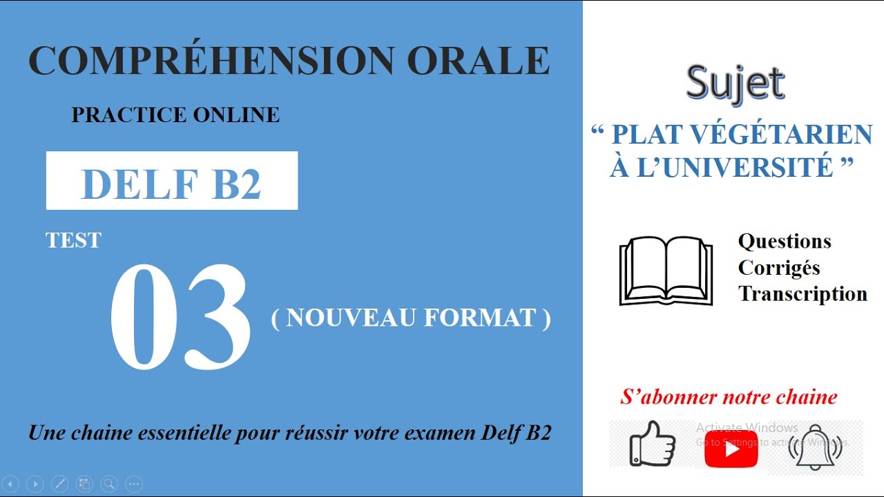 DELF B2 - Compréhension orale_Nouveau Format [Test 03] - PLAT VÉGÉTARIEN À L’UNIVERSITÉ