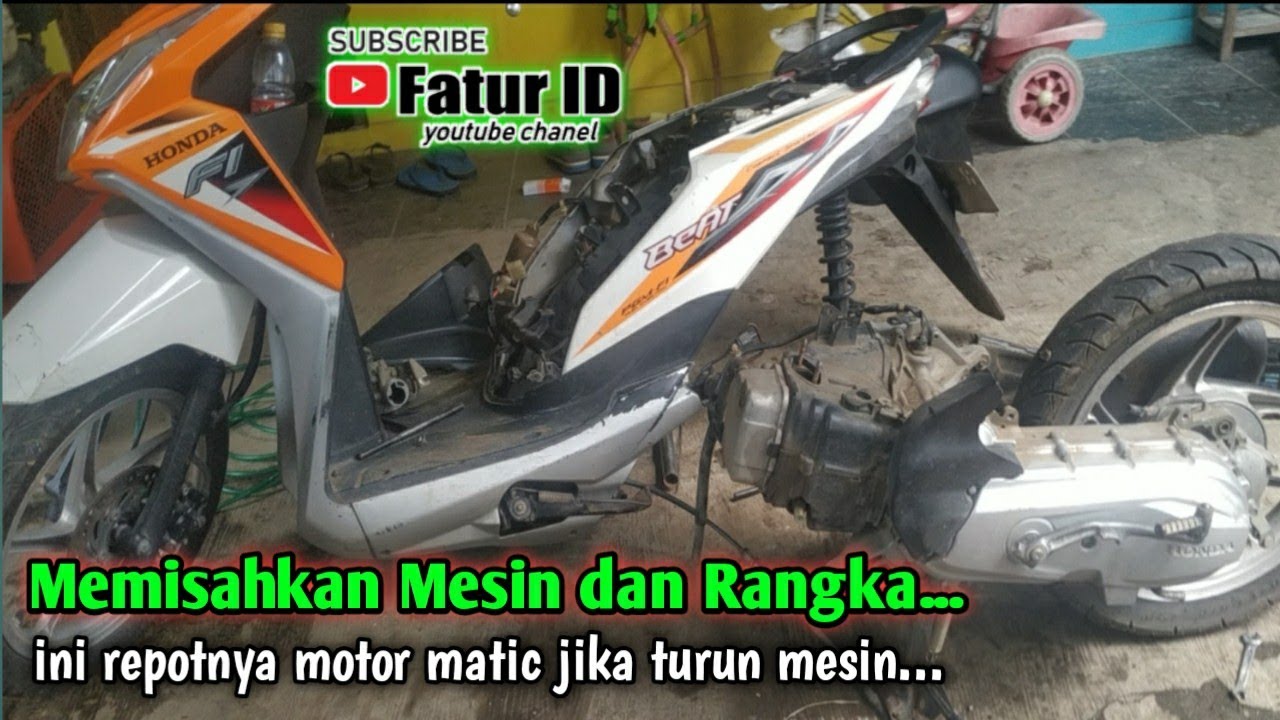 Melepas Mesin dan Rangka Honda Beat fi 2014