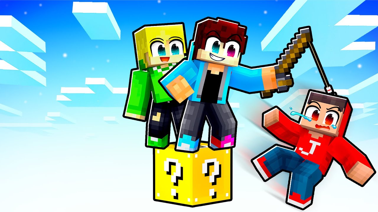 3 Vrienden Overleven op 1 LUCKY BLOCK in Minecraft!