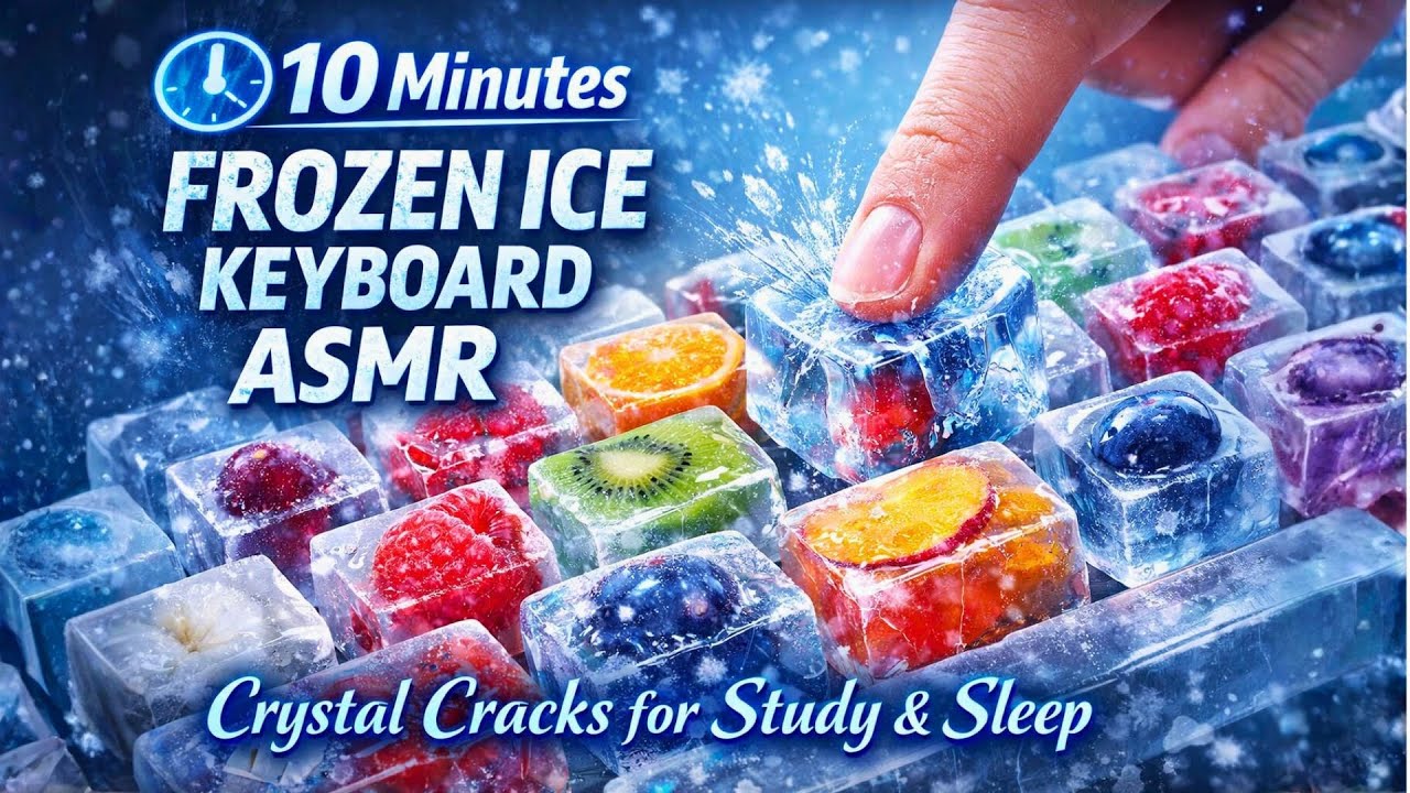 ❄️ 10 Minutes Frozen Ice Keyboard ASMR | Crystal Cracks for Study & Sleep ❄️