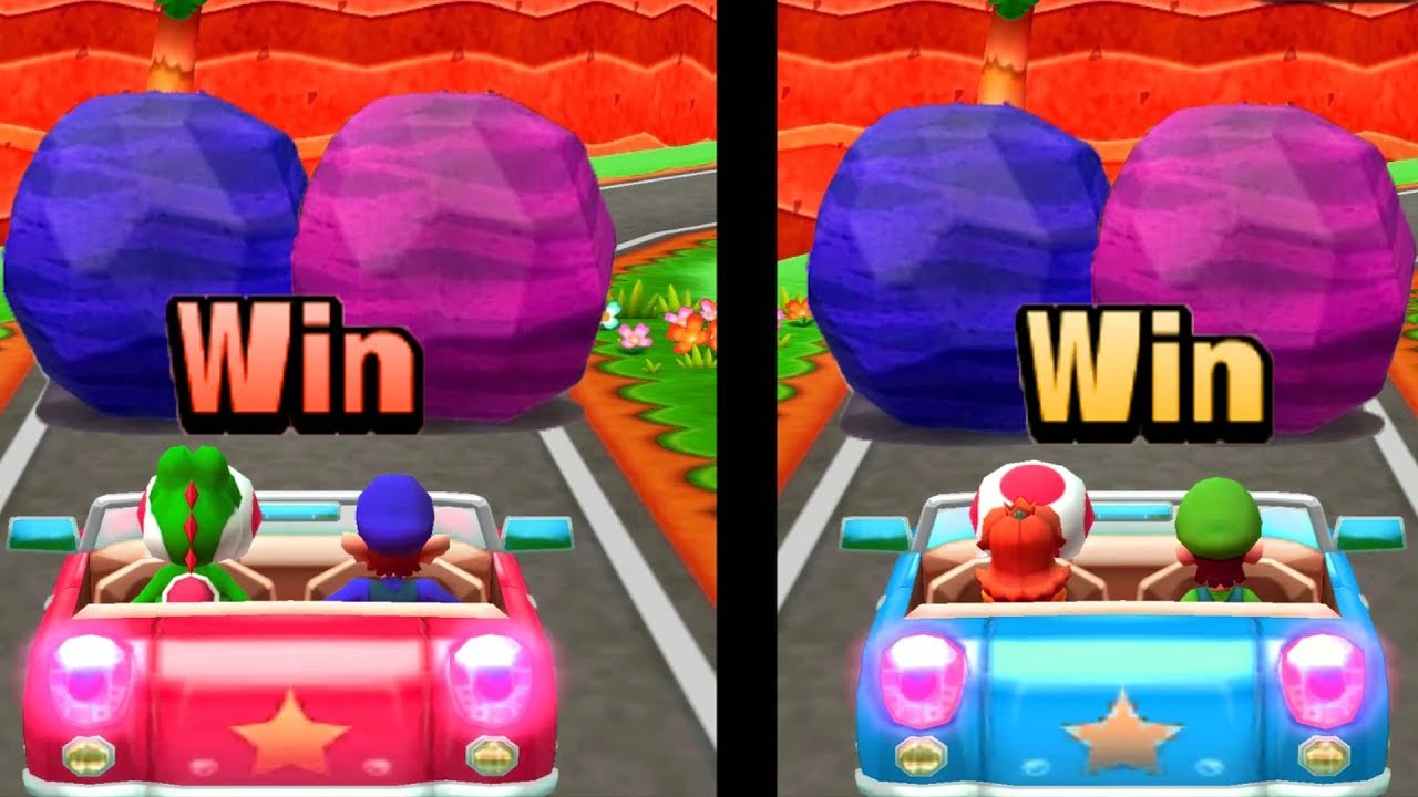 ➤ Mario Party : The Top 100 - Duel Minigames - Yoshi vs Waluigi vs Luigi vs Daisy
