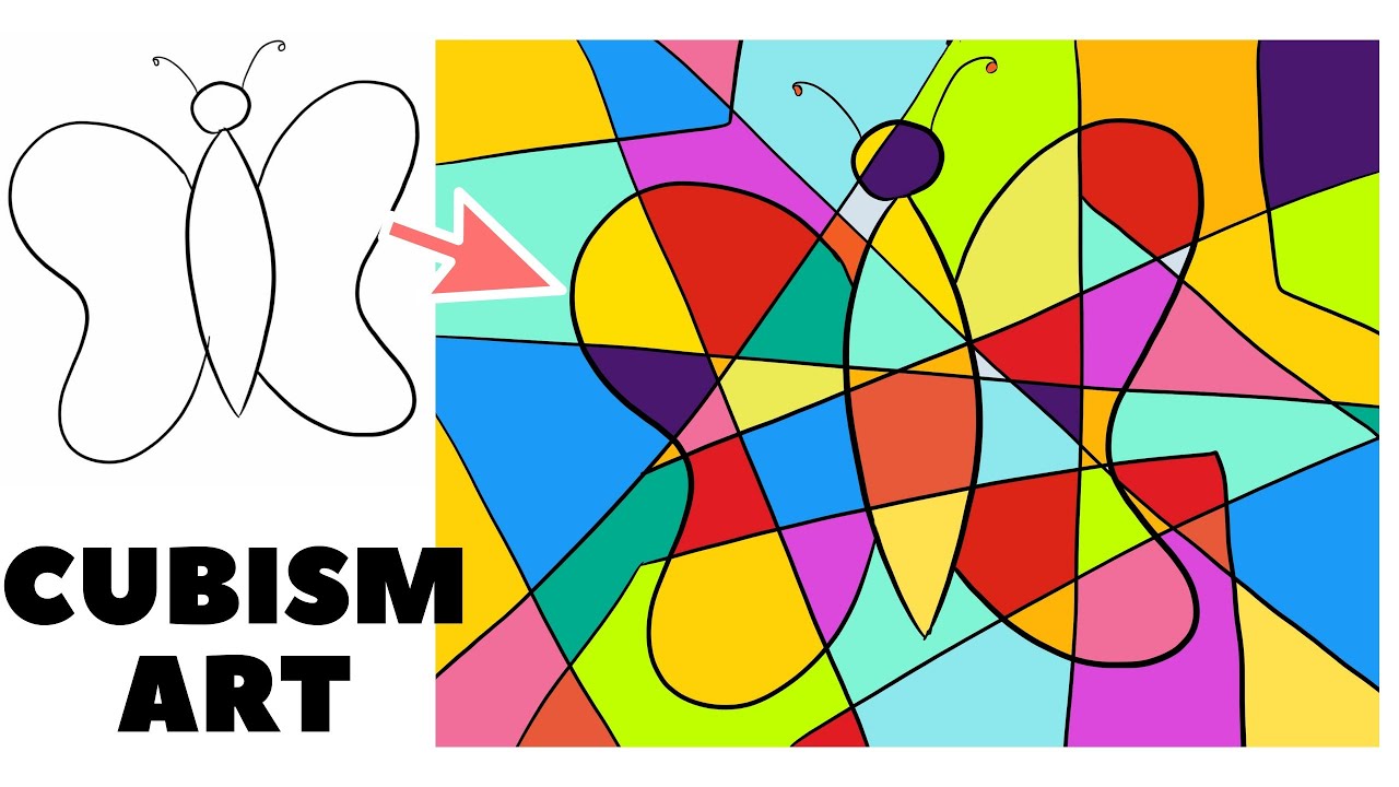 Learn CUBISM art easy step by step tutorial | Cubism butterfly art drawing lesson in Procreate
