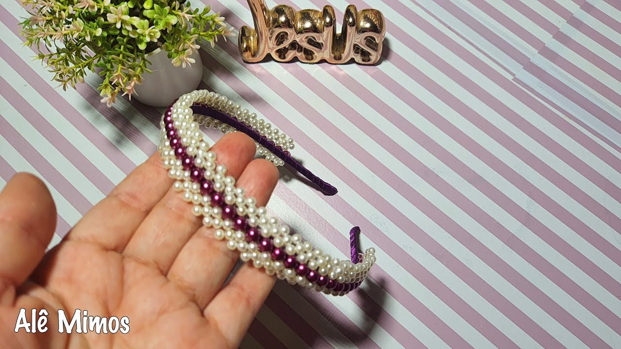 tiara bordada com pérolas. aprenda a borda lindas tiaras com pérolas e ganhar muito dinheiro