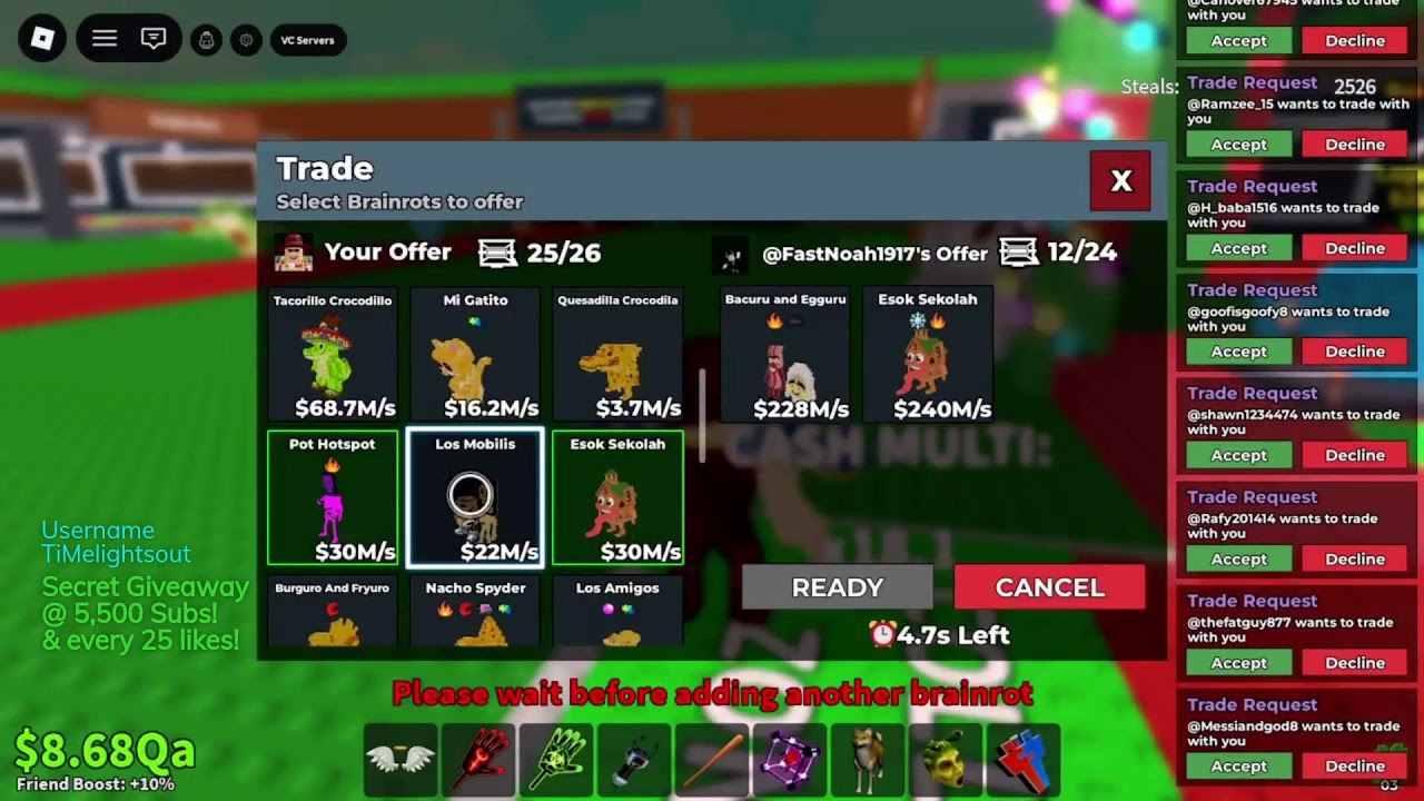 PVP & Trading Live! | Roblox Steal a Brainrot Ep:49