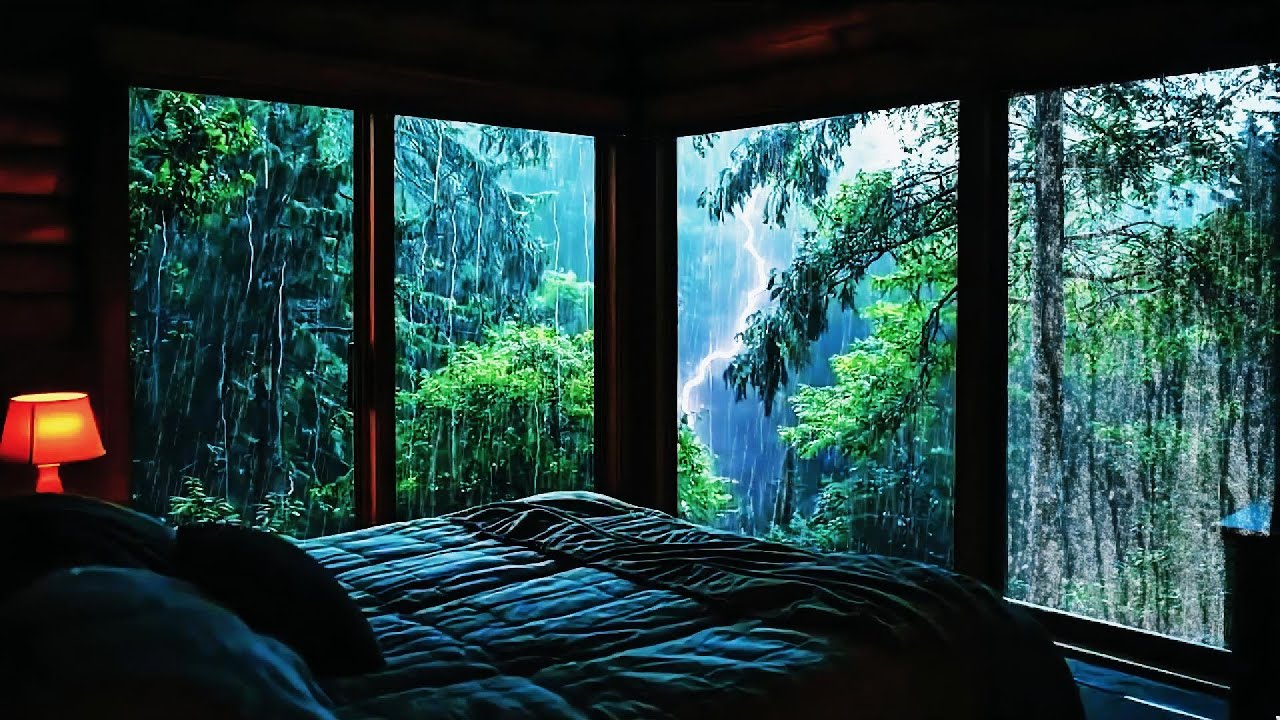 Goodbye Insomnia With Heavy Rain Sound | Rain And Thunder Sounds For Deep Sleep, Relax, ASMR  #009