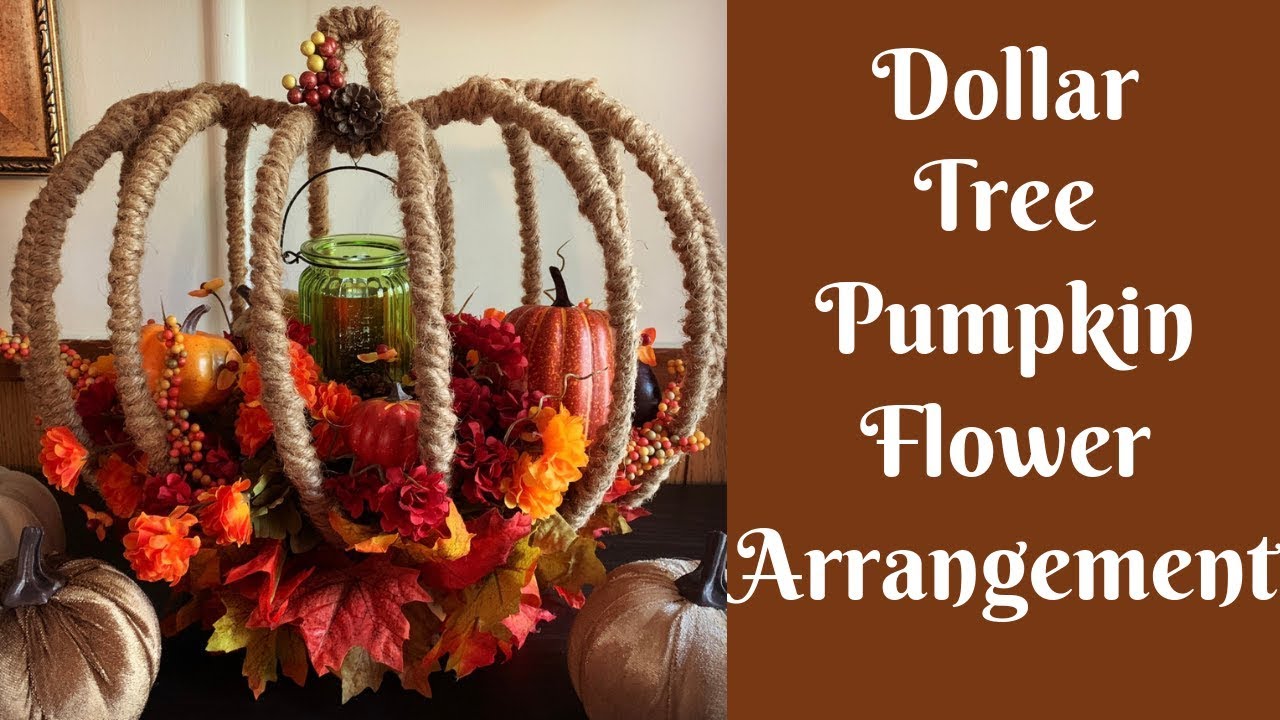 Dollar Tree Fall Crafts: Dollar Tree Pumpkin Wreath Form Flower Arrangement