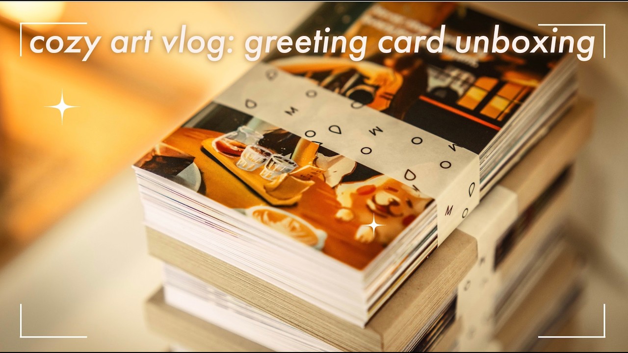 cozy art vlog - unbox greeting cards for my art business with me (no talking vlog)   ༘ ೀ⋆｡˚ °❀⋆…