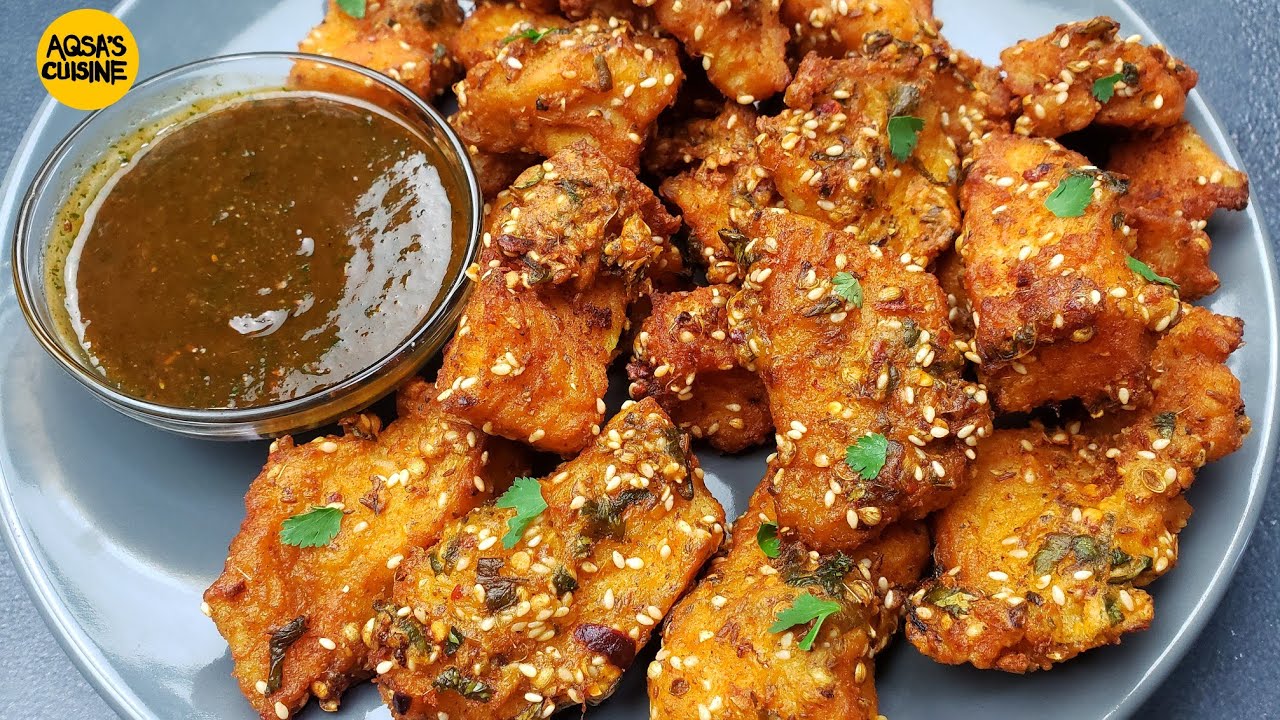 Fish Pakora Recipe Restaurant Style & Chutney  by Aqsa's Cuisine, Super Crispy Fish Pakora, Fish
