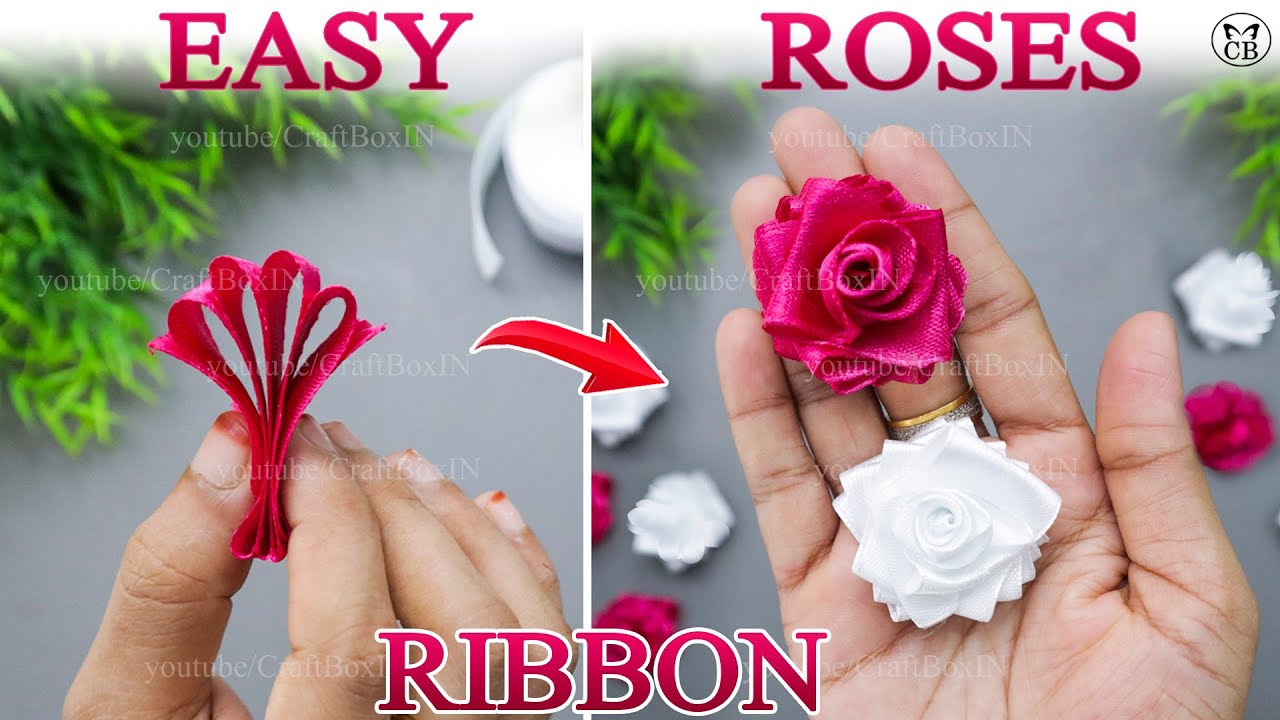 DIY Satin Ribbon Rose flowers | How to make ribbon rose | Ribbon decoration ideas | Ribbon hacks
