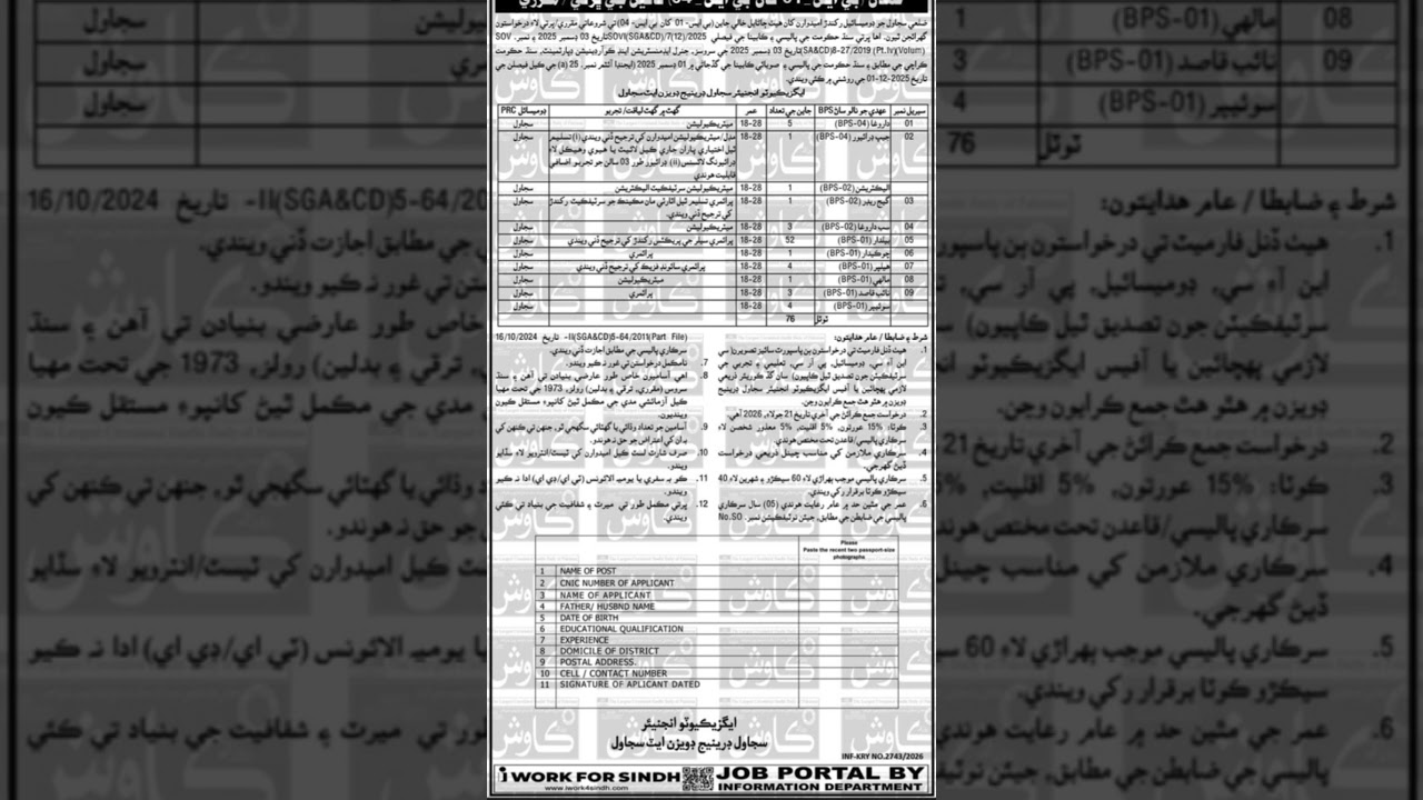 Agriculture Department Sindh Jobs 2026 | New Govt Jobs in Pakistan Today