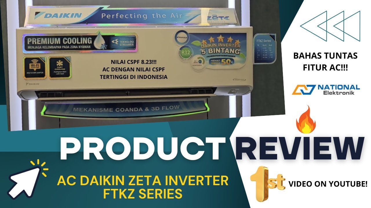 Review bentuk asli AC Daikin Zeta Inverter FTKZ Series