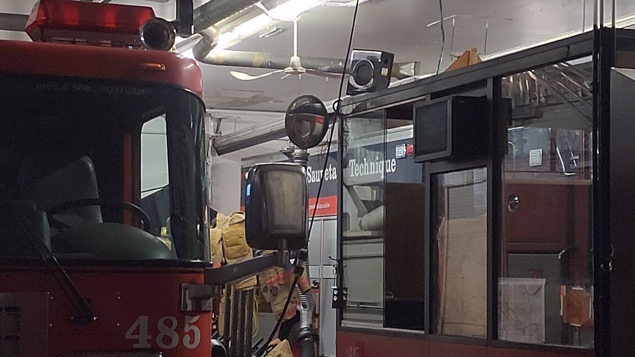 2 for 1 video: an industrial ceiling fan + older Montreal ladder fire truck 485 🚒