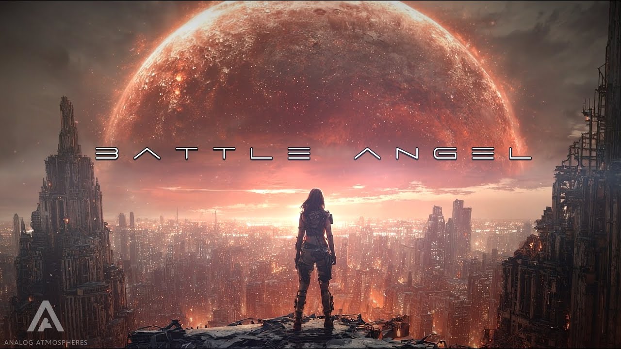 Battle Angel: Dystopian Soundscape & Sunset | Study & Sleep Sci-Fi Ambient City | 4K | 1 Hour