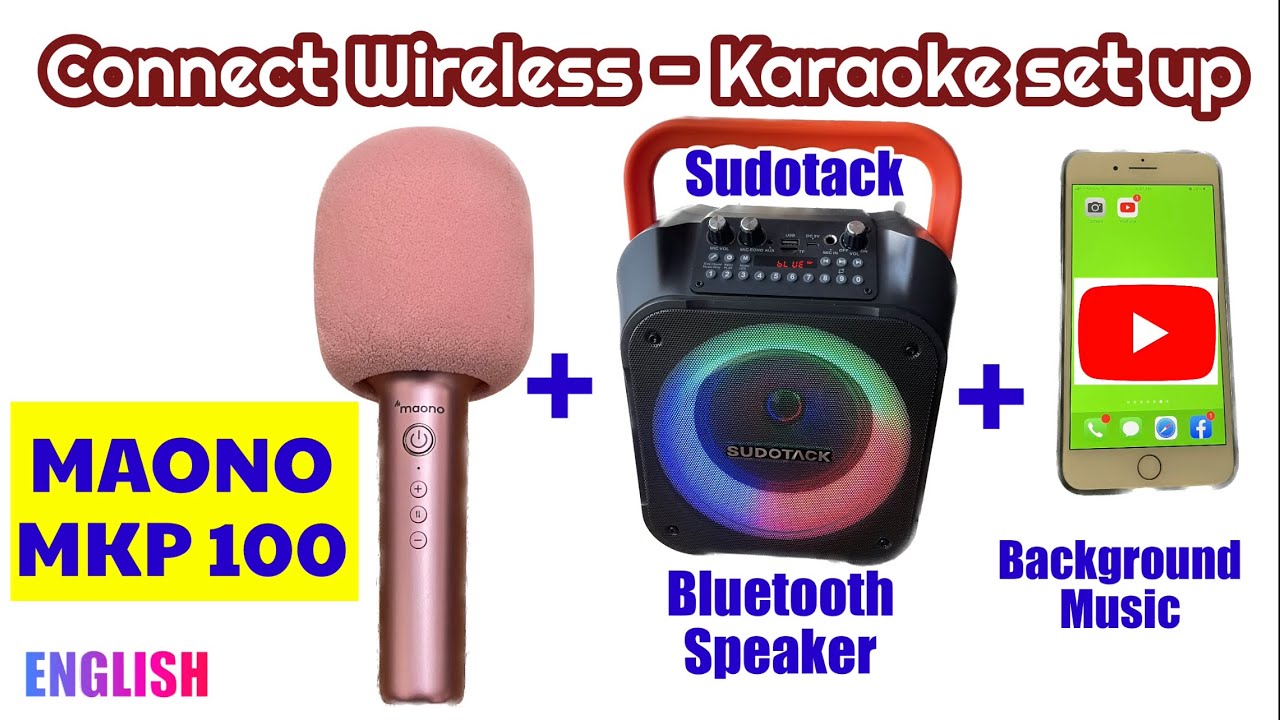 Караоке-микрофон Maono MKP100 с Bluetooth-колонкой и фоновой музыкой через Bluetooth