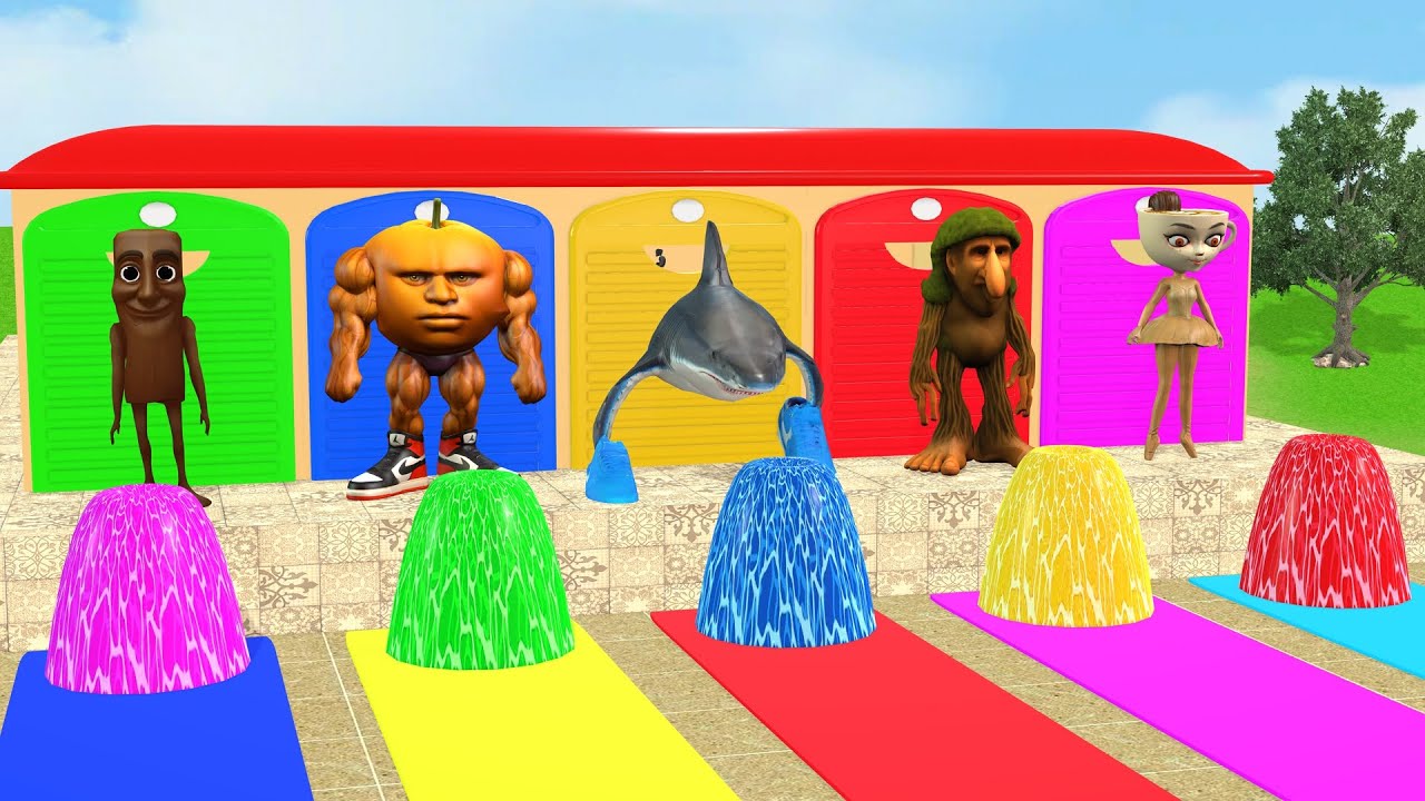 Long Slide Game with Cow Elephant Gorilla Hippopotamus Tiger 3d Animal Game Funny 3d Animals
