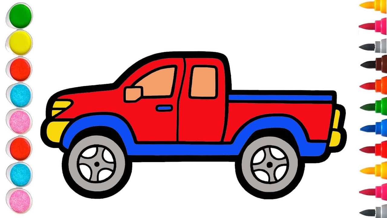 Lets Draw a Picture of a Pickup For Kids, Pickup Drawing for kids |