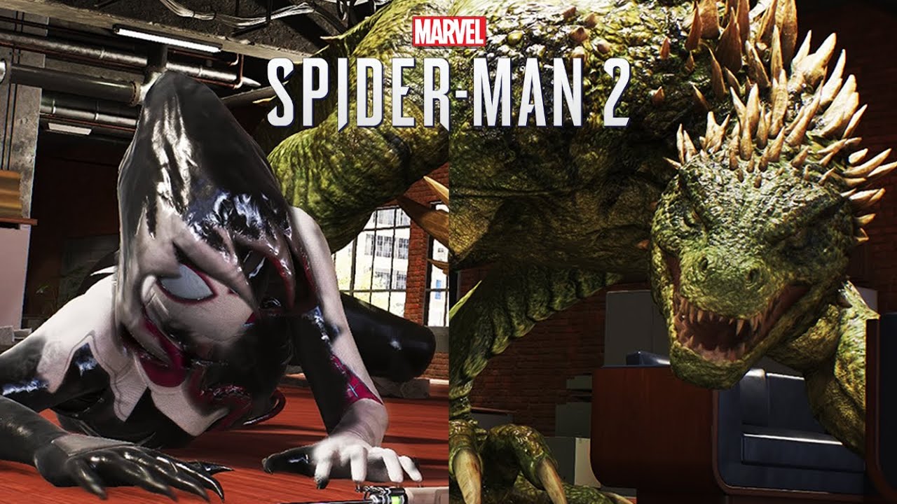 Gwen Turns Into Gwenom vs Lizard / No HUD  – Spider-Man 2 MOD