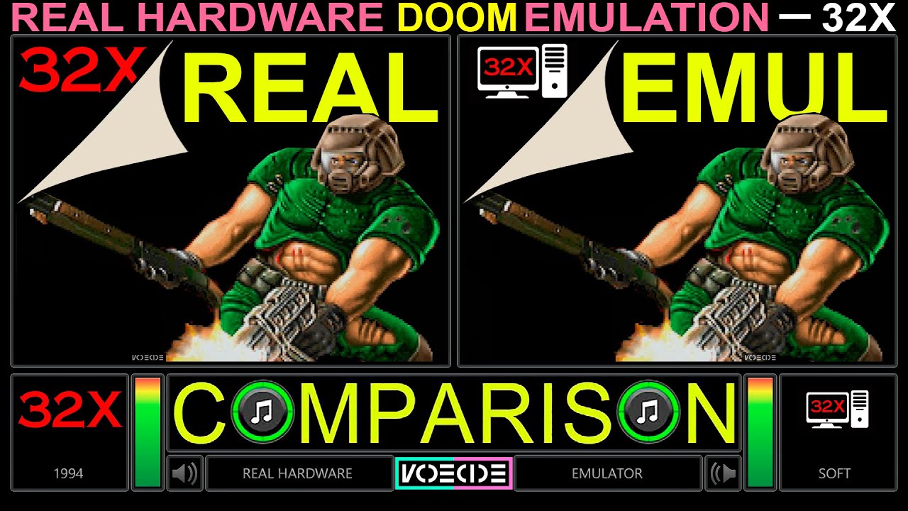 Doom (Real Sega 32X vs Sega 32X Emulator) Side by Side Comparison | VCDECIDE