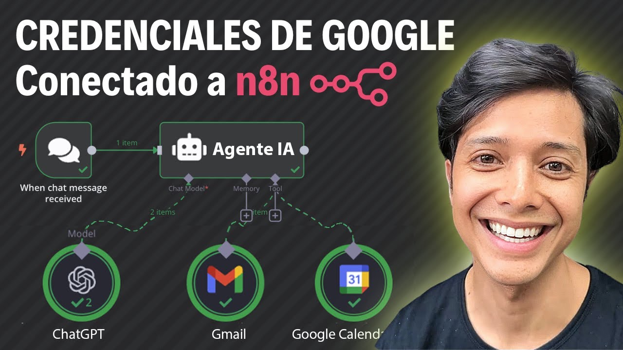 n8n: Cómo conectar los Credenciales de Google Service al Agente de IA? | Gmail, Calendar [2025]