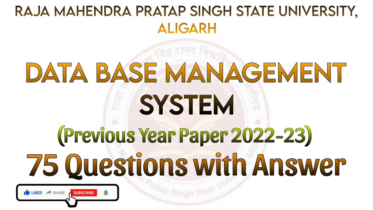 data base management system|Bca mcq|dbms mcq|rmpsu|#mcq #exam #preparation #rmpsu #like #share