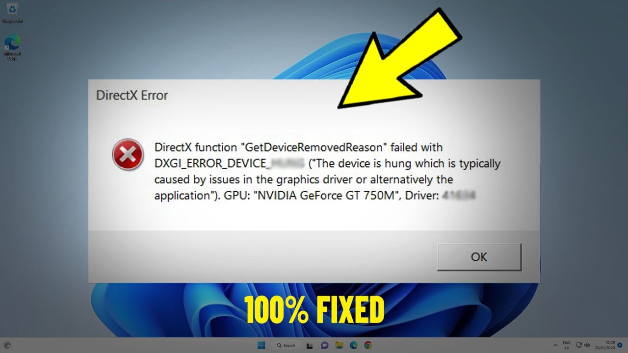 Исправить DirectX function GetDeviceRemoveDreason failed with Error Игры 🎮