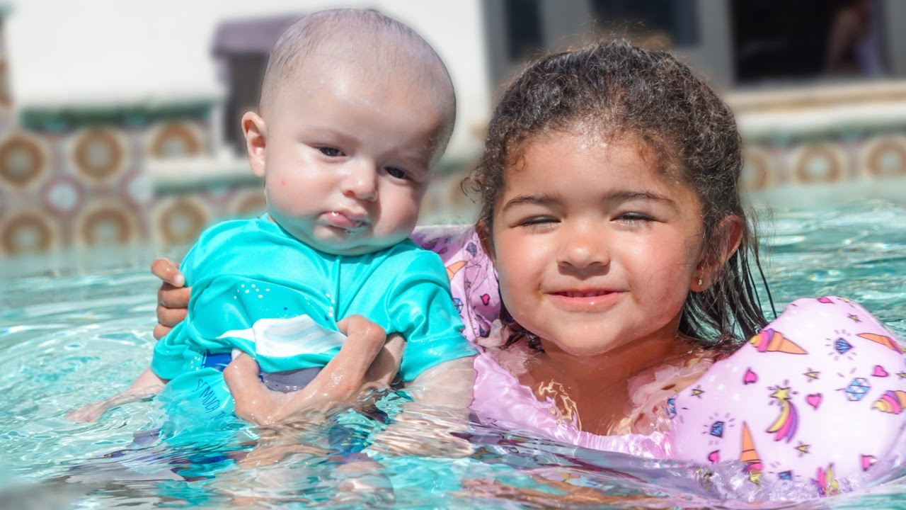 NEO'S FIRST TIME IN THE POOL