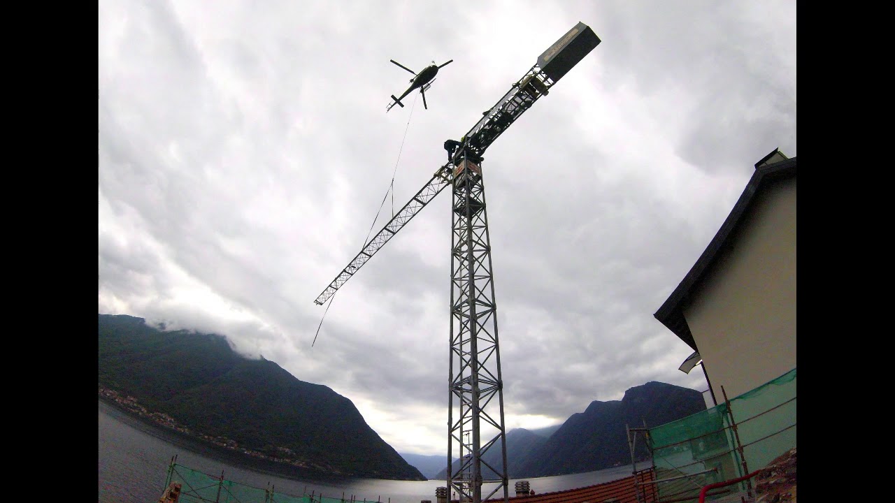 Montaggio gru Terex FC 6 24H con elicottero