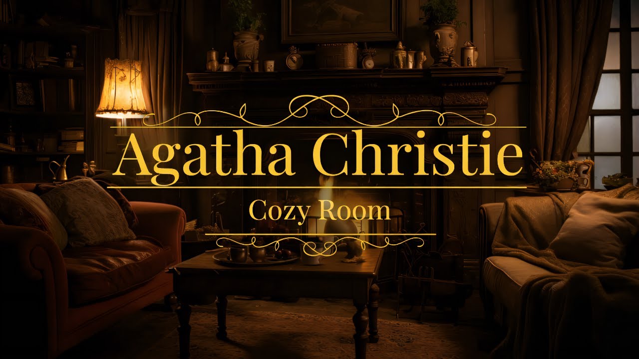 Cozy Mystery Living Room Ambience | Crackling Fireplace & Mysterious Agatha Christie-Style Music