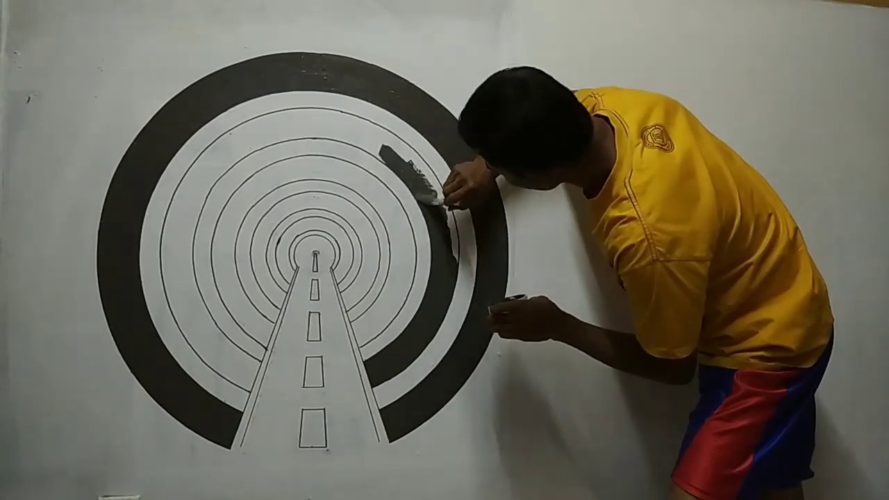 3D OPTICAL ILLUSION HIGWAY 3D WALL PAINTING | WALL MURAL TUNNEL 3D