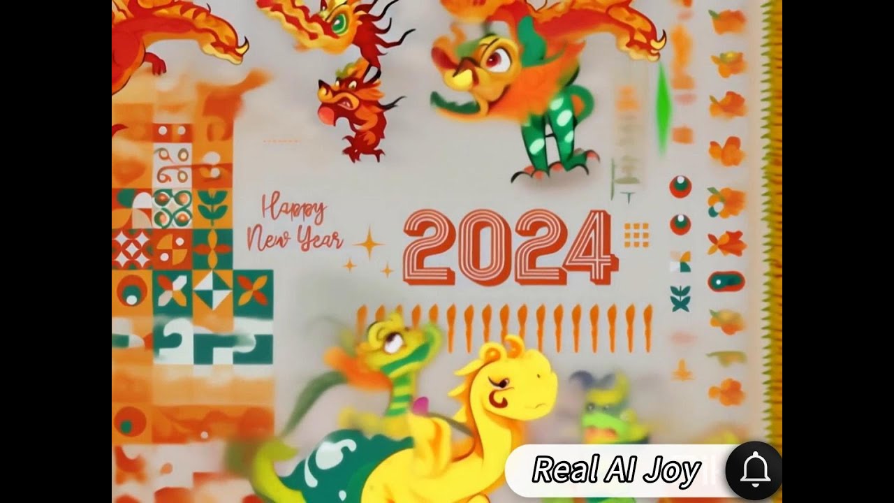 Cute Chinese Dragon Wish You Happy New Year 2024!  可愛的中國龍祝你 2024 年新年快樂！