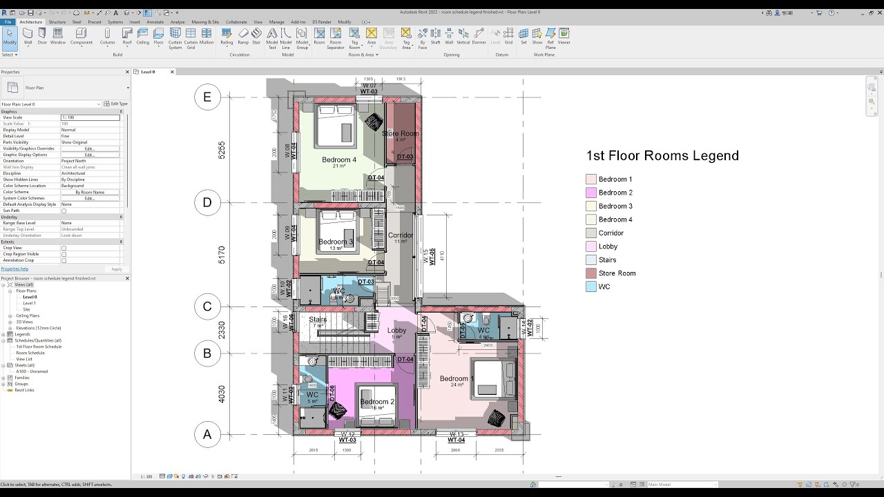 Аннотация к созданию комнаты Revit: полное руководство с легендой и спецификацией цветовых комнат...