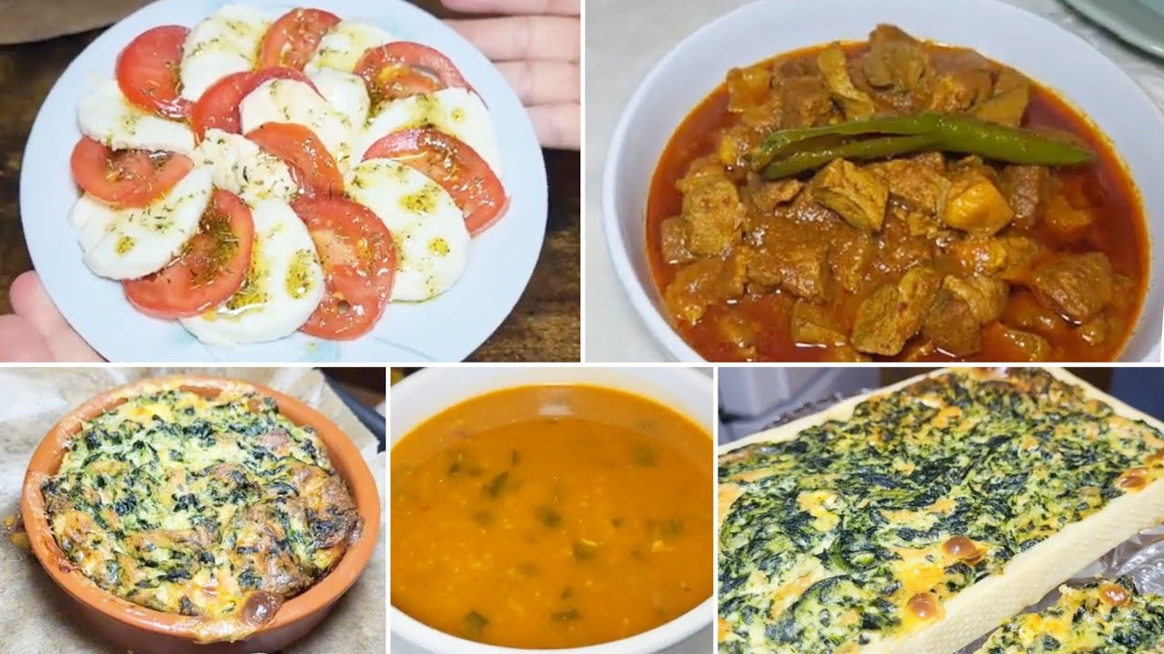 طاولة أو دبارة عاشر يوم رمضان⭐🌙 كمونية مع شربة مع تارت سبناخ و ريقوتة مع سلاطة طماطم و موزاريلا