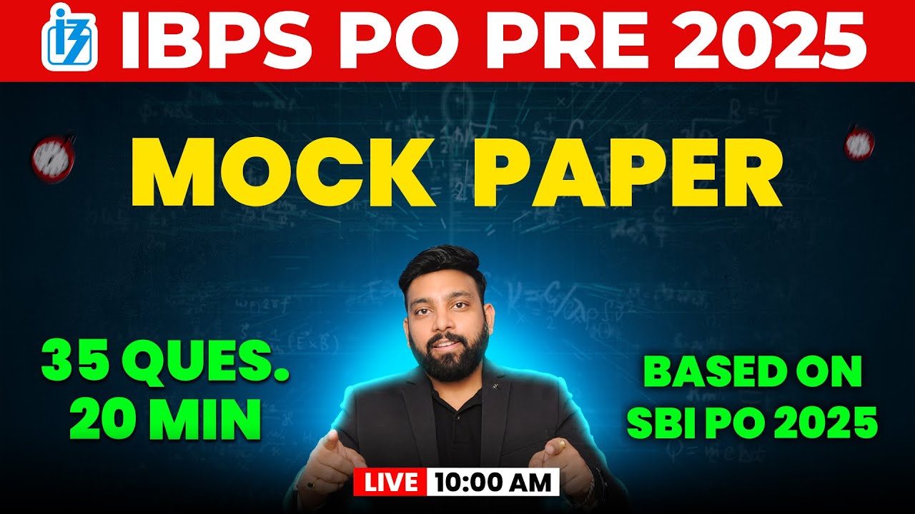 IBPS PO Prelims 2025 | Quantitative Aptitude | Mock Paper | Based on Latest SBI PO 2025 Pattern