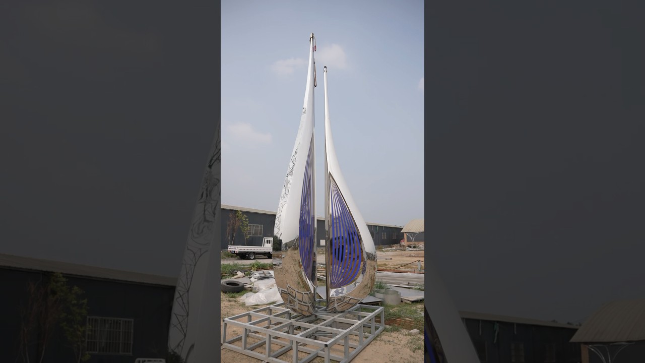 Large stainless steel sculpture art installation #stainlesssteelsculpture  #sculpturefactory
